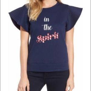 NWT, Draper James Navy "In The Spirit" Top, L